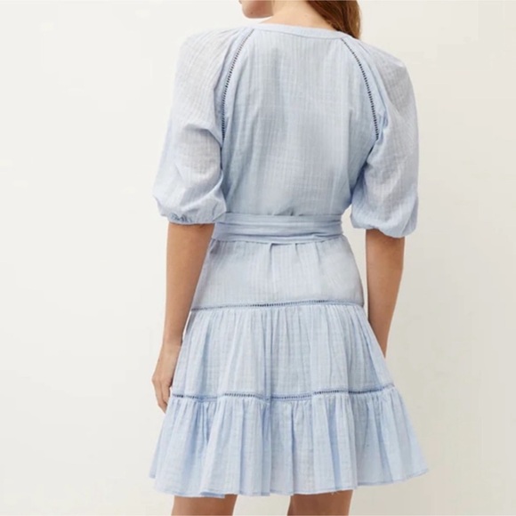 Veronica Beard Dewey Tiered mini blue Dress Sz 6 - Picture 3 of 5